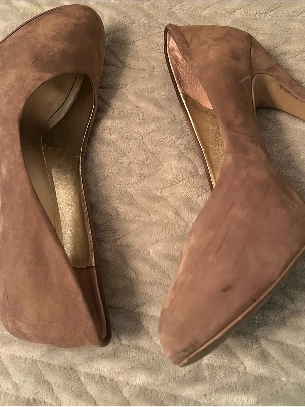 BCBGeneration Taupe Suede Pointed-Toe Pumps